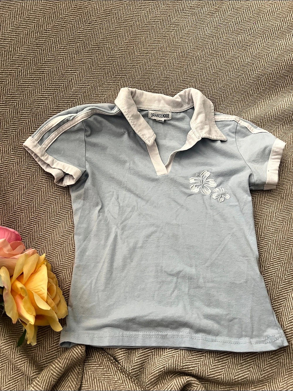 OrangeKiss youth girls XS Blue Polo Shirt Like New